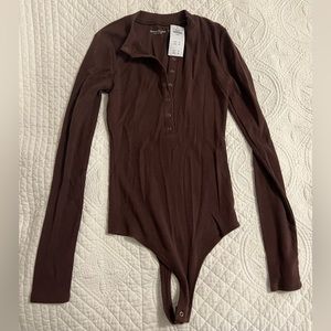 Abercrombie Brown Long-Sleeve Henley Bodysuit - NWT
